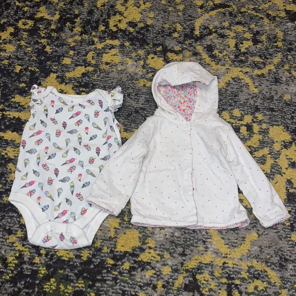 Gap Lot ice cream onesie & reversible hoodie 6-12